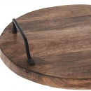 Deska kuchenna drewniana mango do krojenia serwowania okrągła 30 cm taca z uchwytami
