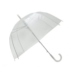Długi parasol przezroczysty kopuła basic, biała bo