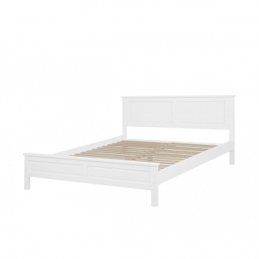 Drewniane łóżko białe ze stelażem 160 x 200 cm OLIVET