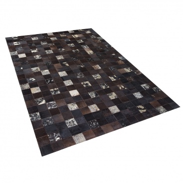Dywan - brązowy - skóra - patchwork - 160x230 cm - Giaguaro
