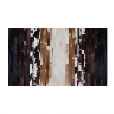 Dywan czarno-beżowy 140 x 200 cm skórzany Petalo