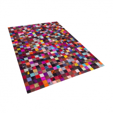 Dywan - kolorowy - skóra - patchwork - 160x230 cm - Nettuno