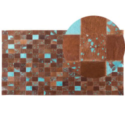 Dywan patchwork skórzany 80 x 150 cm brązowy aliaga Dywan patchwork skórzany 80 x 150 cm brązowy aliaga