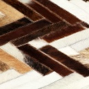 Dywan, skóra z włosiem, patchwork, 160x230 cm, brąz/biały