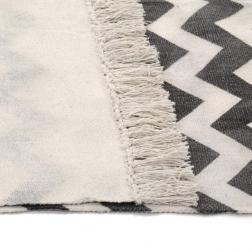 Dywan typu kilim, bawełna, 160 x 230 cm, czarno-biały ze wzorem