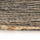 Dywanik ręcznie wykonany z juty, spiralny wzór, czarny, 90 cm