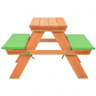 Dziecięcy stolik piknikowy z ławkami, 89x79x50 cm, lita jodła