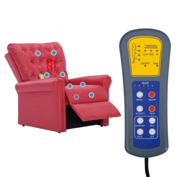 Fotel do masażu elektryczny z regulacją czerwony ekoskóra