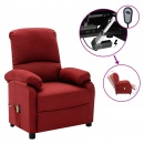Elektryczny, rozkładany fotel masujący, winna czerwień, tkanina