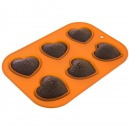 Forma do pieczenia muffinek, na muffinki, babeczki, silikonowa, serce, na 6 szt