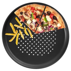 Forma do pizzy perforowana blacha z powłoką teflonową czarna 32 cm Forma do pizzy perforowana blacha z powłoką teflonową czarna 32 cm