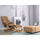Fotel beżowy ekoskóra funkcja masażu z podnóżkiem Piano BLmeble