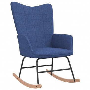 Fotel bujany z podnóżkiem, niebieski, obity tkaniną