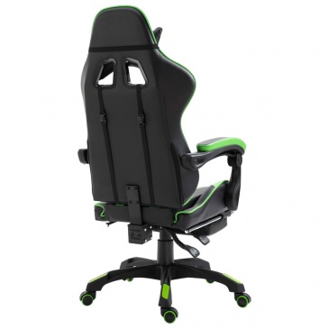 Fotel gamingowy dla gracza z podnóżkiem zielony PU