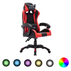 Fotel dla gracza z RGB LED, czerwono-czarny, sztuczna skóra Fotel dla gracza z RGB LED, czerwono-czarny, sztuczna skóra