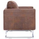 Fotel kubik brązowy sztuczna skóra zamszowa
