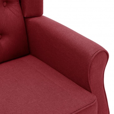 Fotel masujący z podnóżkiem, winna czerwień, obity tkaniną