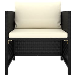 Fotel ogrodowy z poduszkami, rattan pe, czarny