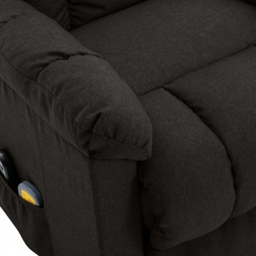 Fotel rozkładany, masujący, podnoszony, ciemnobrązowy, tkanina
