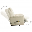 Fotel rozkładany, masujący, podnoszony, kremowy, tkanina