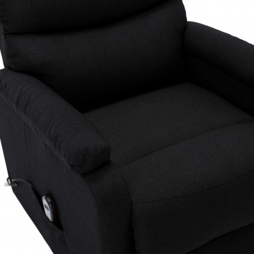 Fotel rozkładany, podnoszony, czarny, obity tkaniną