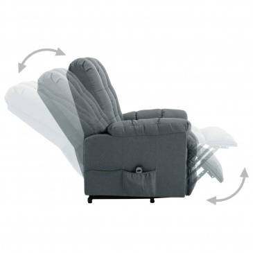 Fotel rozkładany, podnoszony, jasnoszary, obity tkaniną