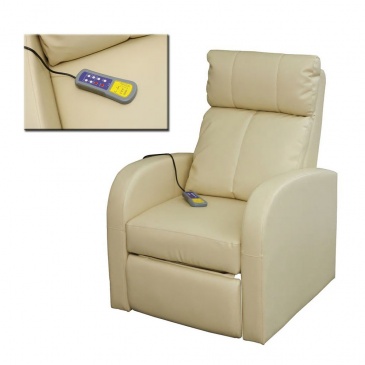 Fotel do masażu elektryczny sterowany pilotem kremowy
