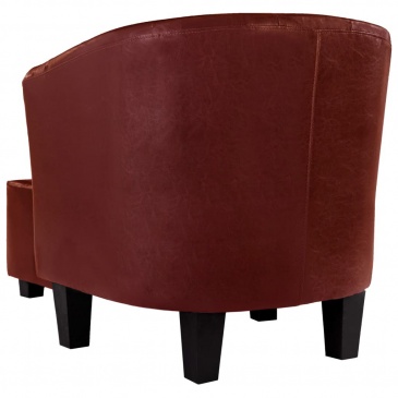 Fotel z podnóżkiem czerwone wino sztuczna skóra