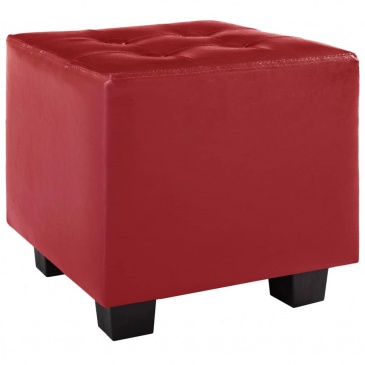 Fotel z podnóżkiem czerwony sztuczna skóra