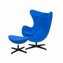 Fotel z podnóżkiem 83x107x72cm King Home Egg chabrowy niebieski/czarny