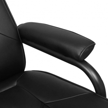 Fotel biurowy z podnóżkiem skóra syntetyczna czarny