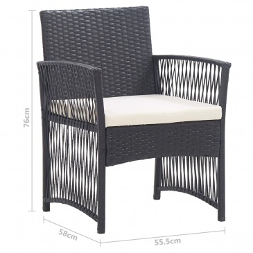 Fotele ogrodowe z poduszkami, 2 szt., czarne, polirattan