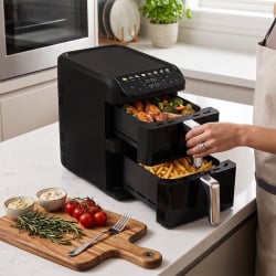 Frytkownica beztłuszczowa Air Fryer Dual 10 l (4 l + 6 l) BerlingerHaus Matte Black Collection BH-99