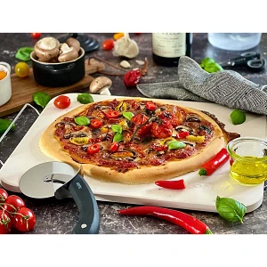 Gefu darioso zestaw: nóż do pizzy + kamień ze stojakiem prostokątnym Gefu darioso zestaw: nóż do pizzy + kamień ze stojakiem prostokątnym