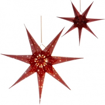 Gwiazda świąteczna papierowa świecąca wisząca czerwona dekoracyjna ozdobna 60 cm