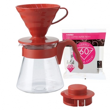 Hario zestaw V60 Pour Over Kit Red - drip + server + filtry