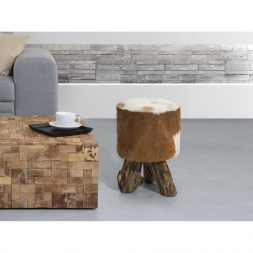 Hoker brązowy - stołek - drewno tekowe - Otmar