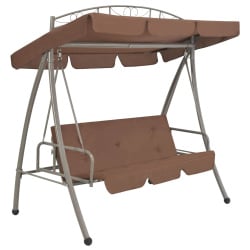 Huśtawka ogrodowa z baldachimem, kolor kawowy