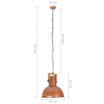 Industrialna lampa wisząca 25 W, miedziana, okrągła, 32 cm, E27