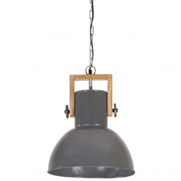 Industrialna lampa wisząca, 25 W, szara, okrągła, 32 cm, E27