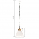 Industrialna lampa wisząca, białe żelazo i drewno, 46 cm, E27