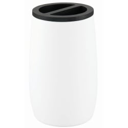 Kleine wolke daily kubek na szczoteczki do zębów dwukomorowy biały soft touch abs/bambus