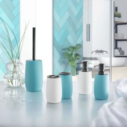 Kleine Wolke Daily Kubek na szczoteczki do zębów dwukomorowy różowy soft touch ABS/bambus