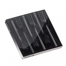 Komplet 6 widelczyków do ciasta piano black w pudełku 29606