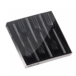 Komplet 6 widelczyków do ciasta piano black w pudełku 29606