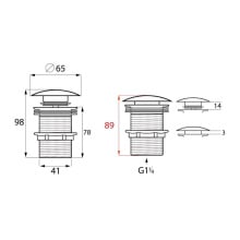 Korek klik-klak do umywalki z przelewem czarny