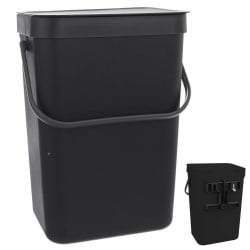 Kosz na śmieci, czarny, na drzwi, drzwiczki, do szafki, zawieszenia, zawieszany, 10 l