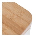 Kosz na śmieci do łazienki biura z pedałem bambus biały kwadratowy - yoka