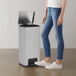 Kosz na śmieci z pedałem, bezdotykowy, 30 l, srebrny, stal