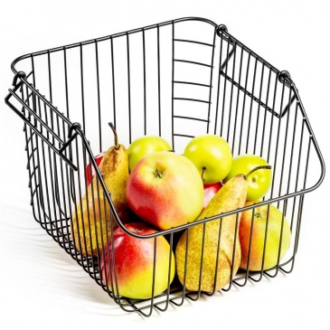 Koszyk na owoce i warzywa, metalowy, czarny, piętrowy, do piętrowania 29x27x21 cm